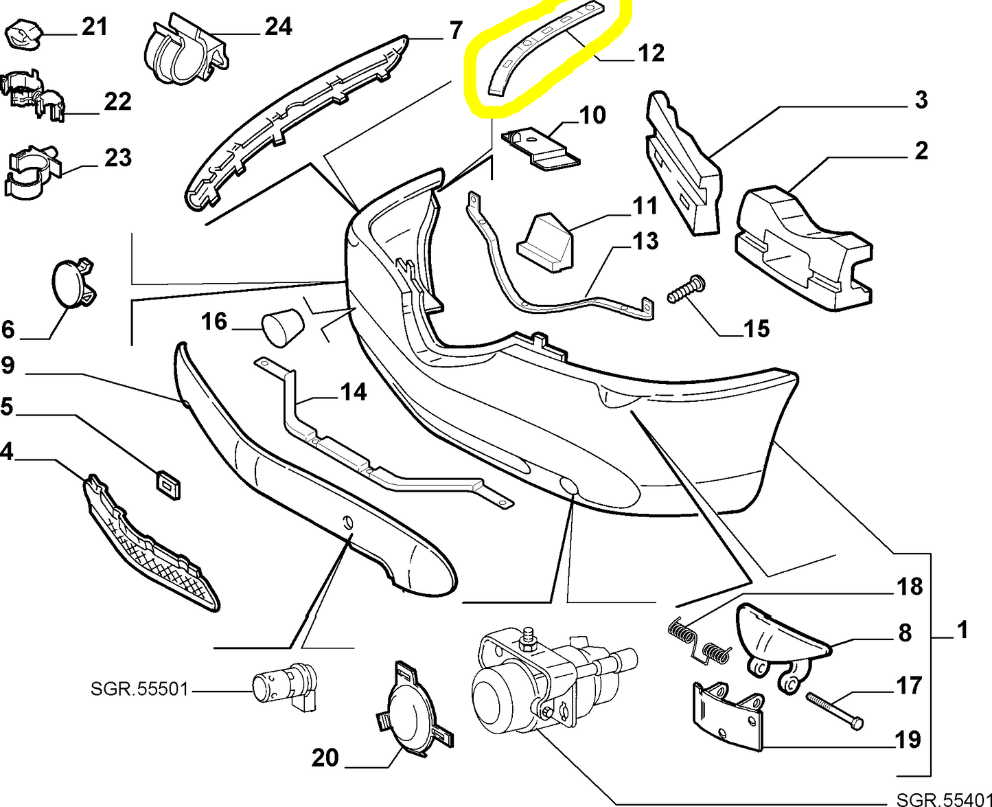 Lancia Thesis Front Bumper Right Bracket New Original 60660010