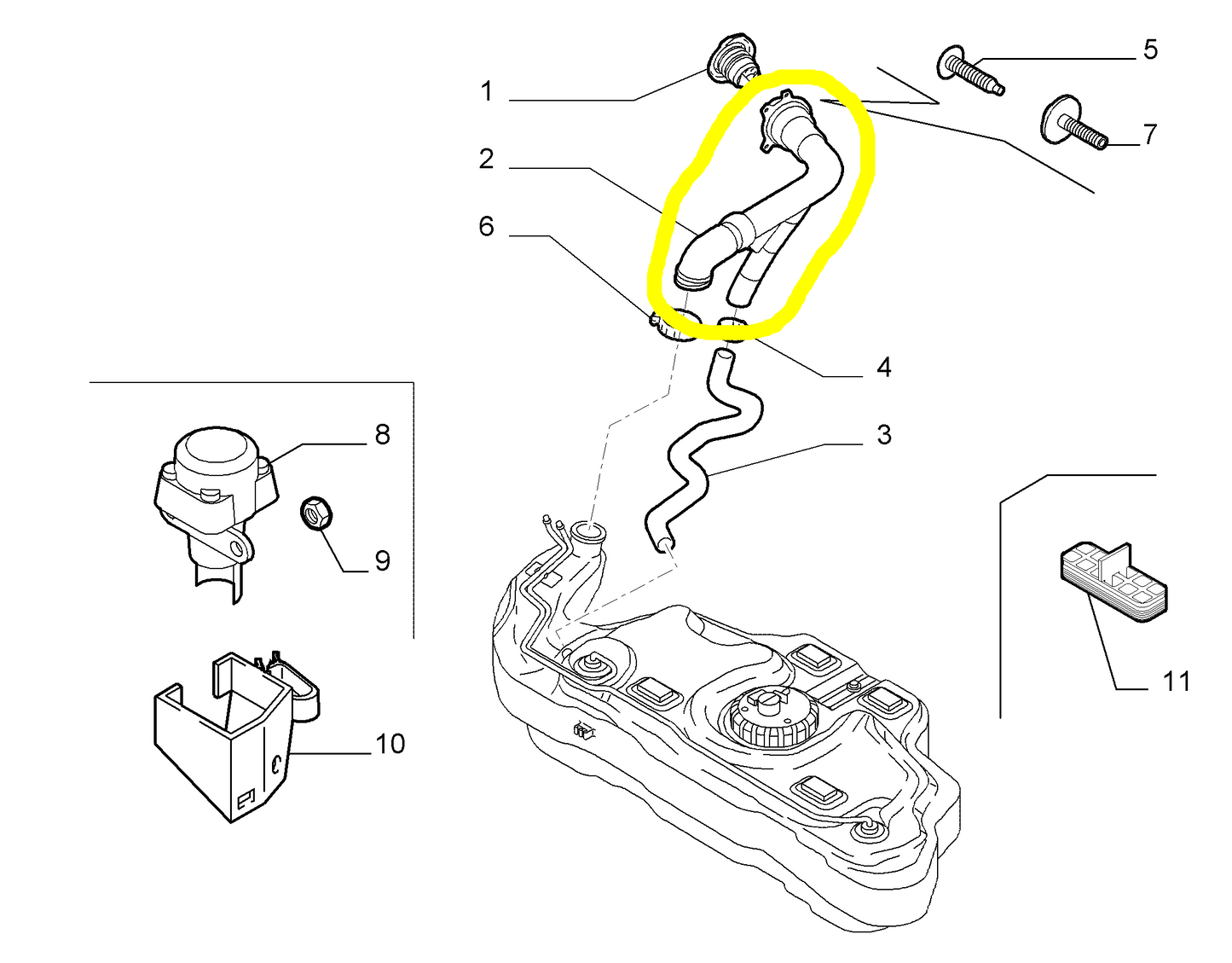 Lancia Ypsilon Fuel Filler Tube New Original 46829709