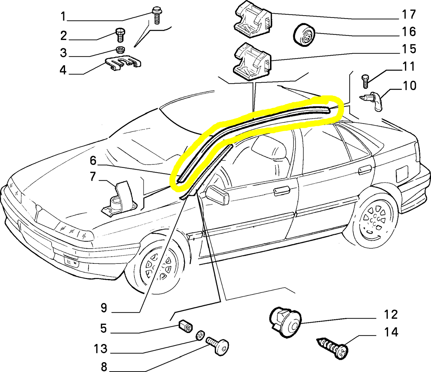 Lancia Delta Modanatura Destra Tetto Nuova Originale 82470503