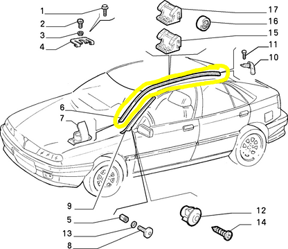 Lancia Delta Modanatura Destra Tetto Nuova Originale 82470503
