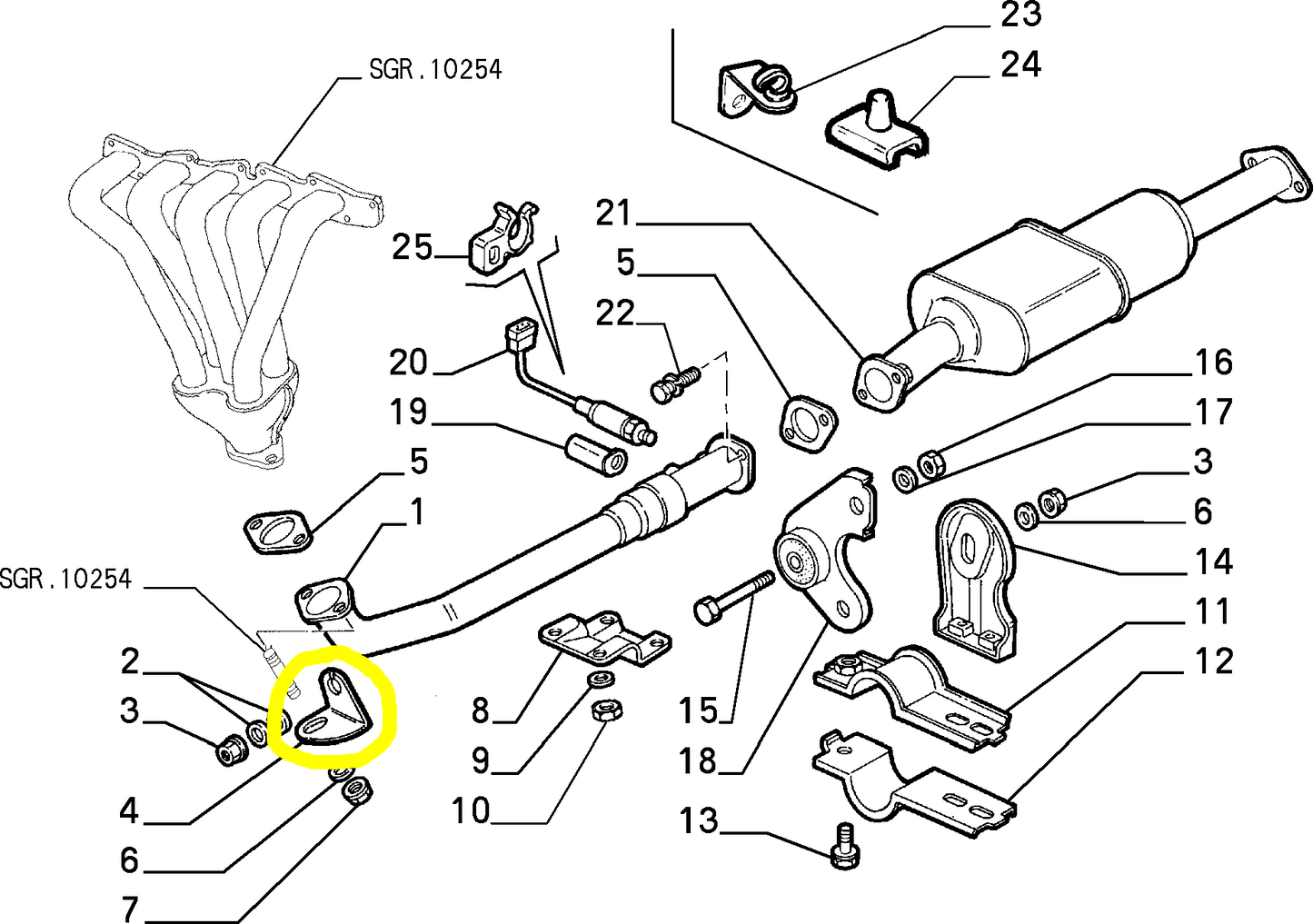 Lancia K and Lybra Exhaust Pipe Bracket New Original 60611405