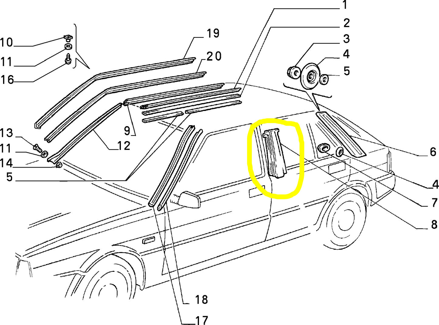 Lancia Delta Integrale Evoluzione e R86 Rivestimento Esterno Piantone Centrale Destro Nuovo Originale 82438413 82397151