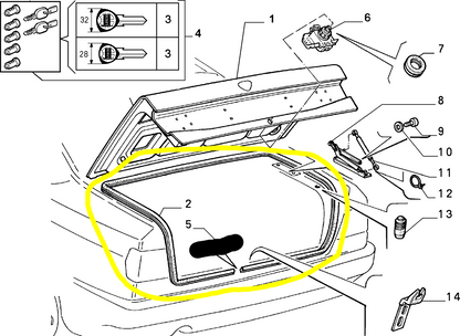 Lancia Dedra Profilato in Gomma Guarnizione Cofano Bagagliaio Originale 82464610 - Raggi's Collectibles' Automotive Art
