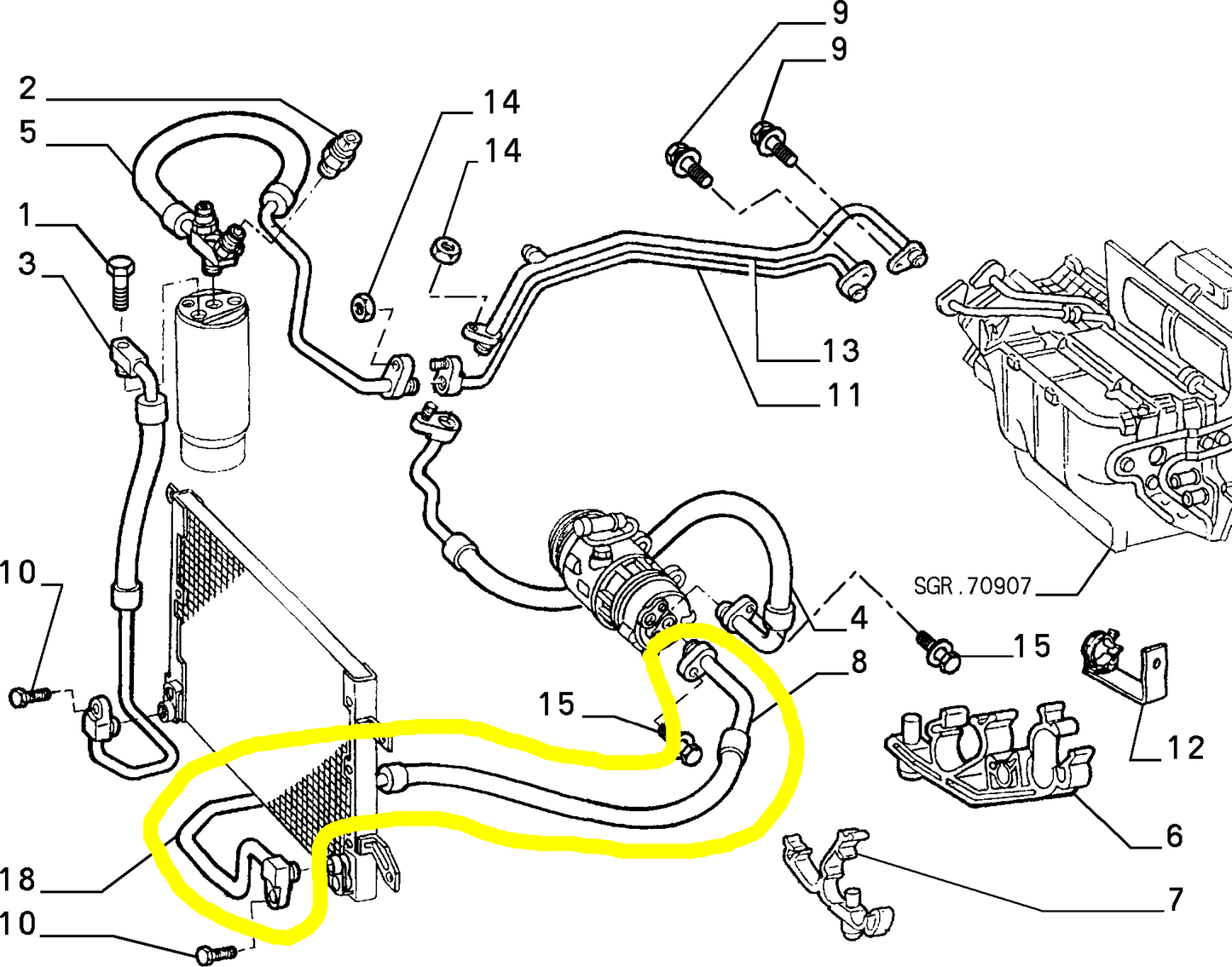 Lancia K Air Conditioning Hose New Original 60662243