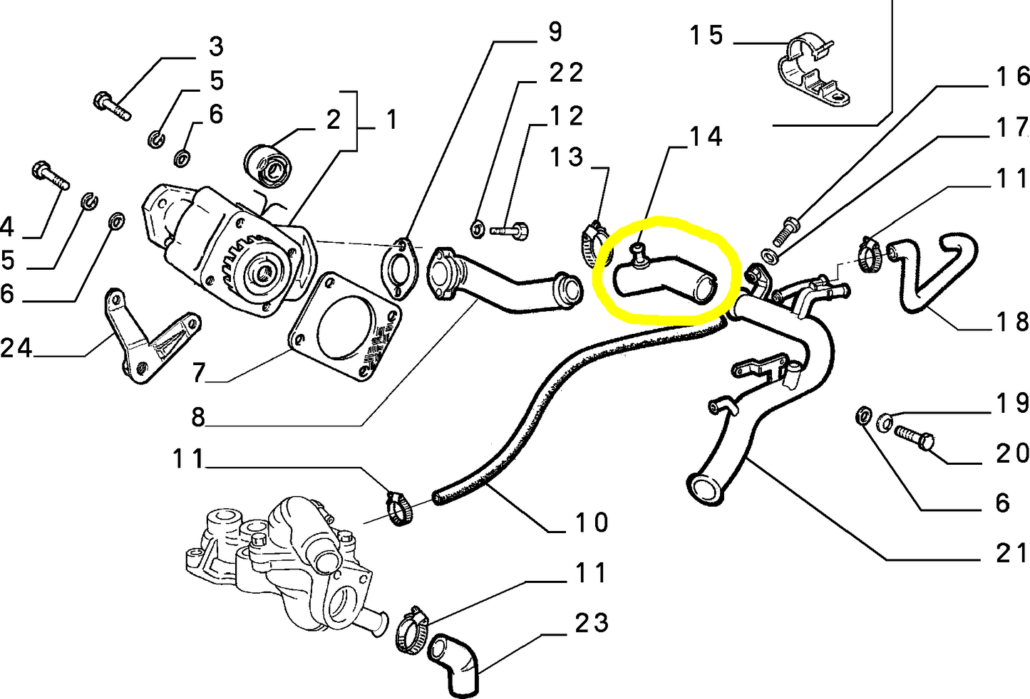 Lancia Dedra Integrale Water Pump Flexible Hose New Original 7675115