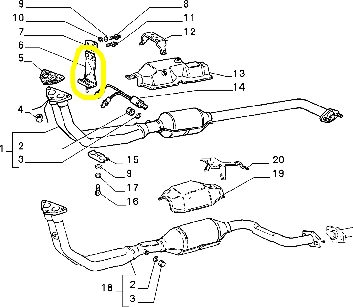 Autobianchi Y10 1100 Fiat panda Staffa Tubazione di Scarico Nuova Originale 7673301