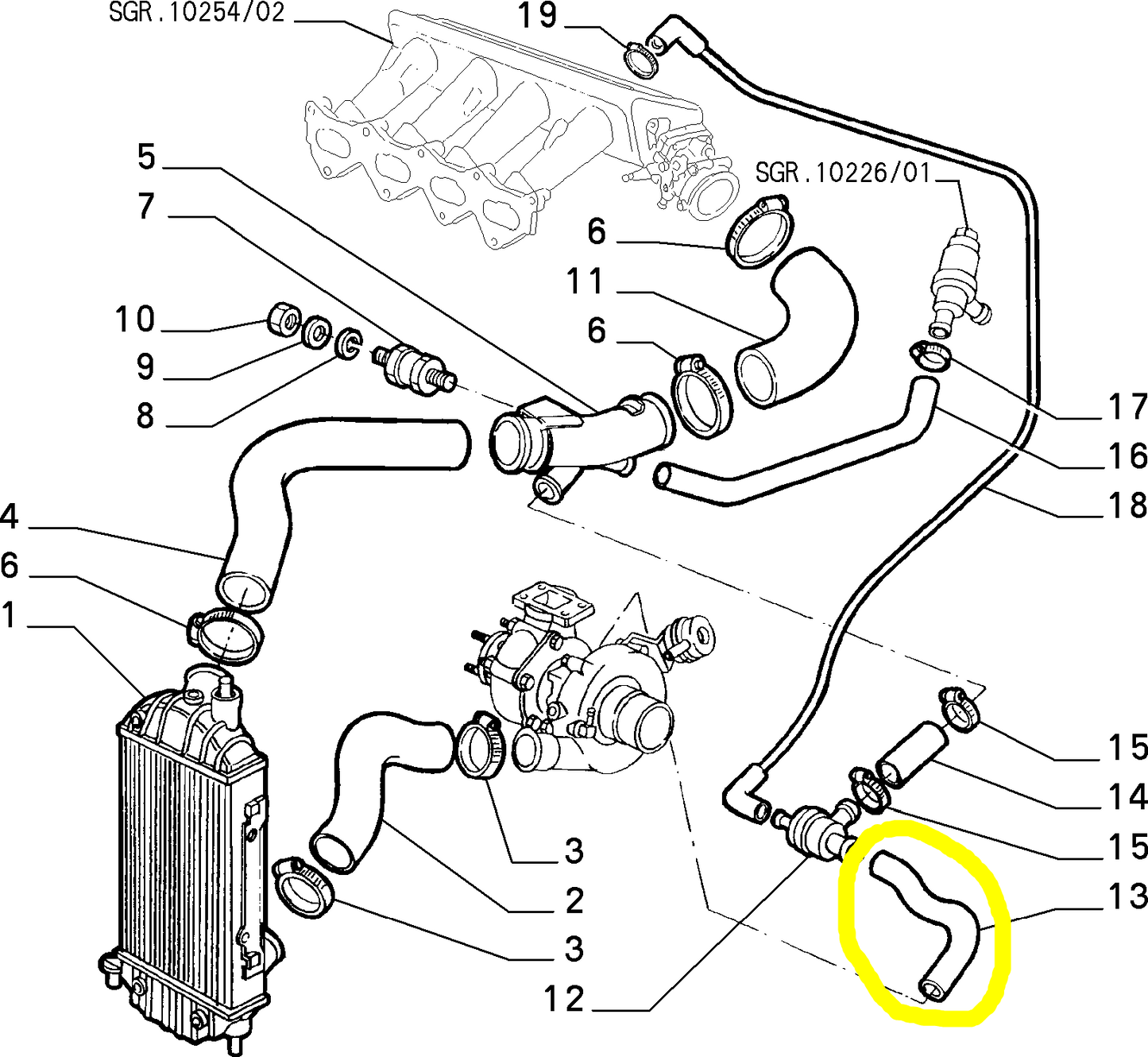 Lancia K and Thema 2000 TB Heat Exchanger Electrovalve Hose New Original 7785158 82479547