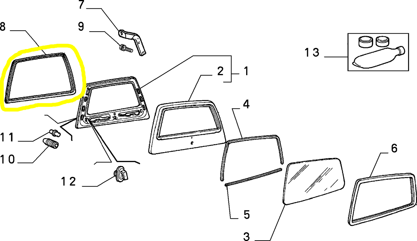 Autobianchi Y10 Fiat Uno Back Door Internal Seal Gasket New Original 5957704 7548325