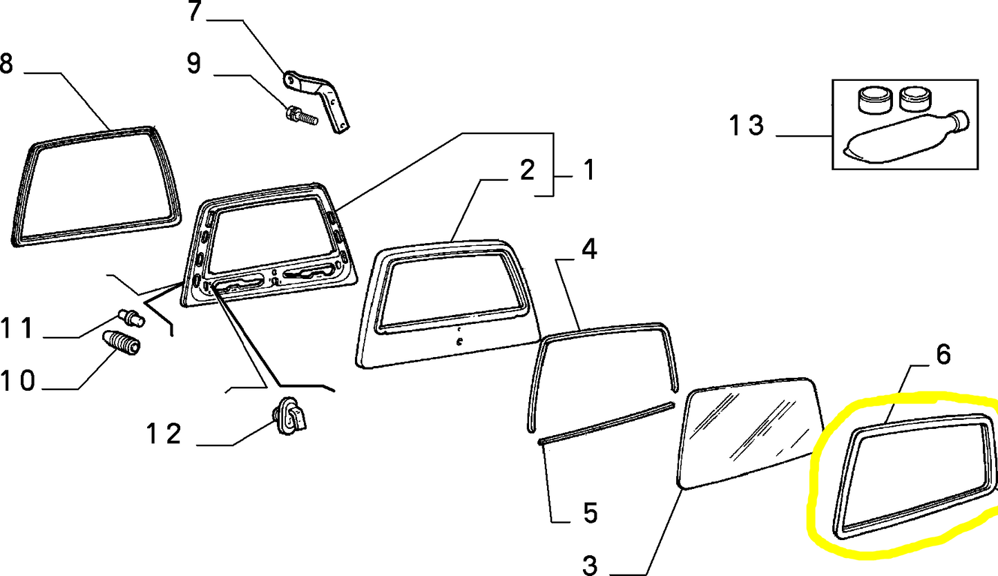 Autobianchi Y10 Back Window Seal Gasket New Original 7566914