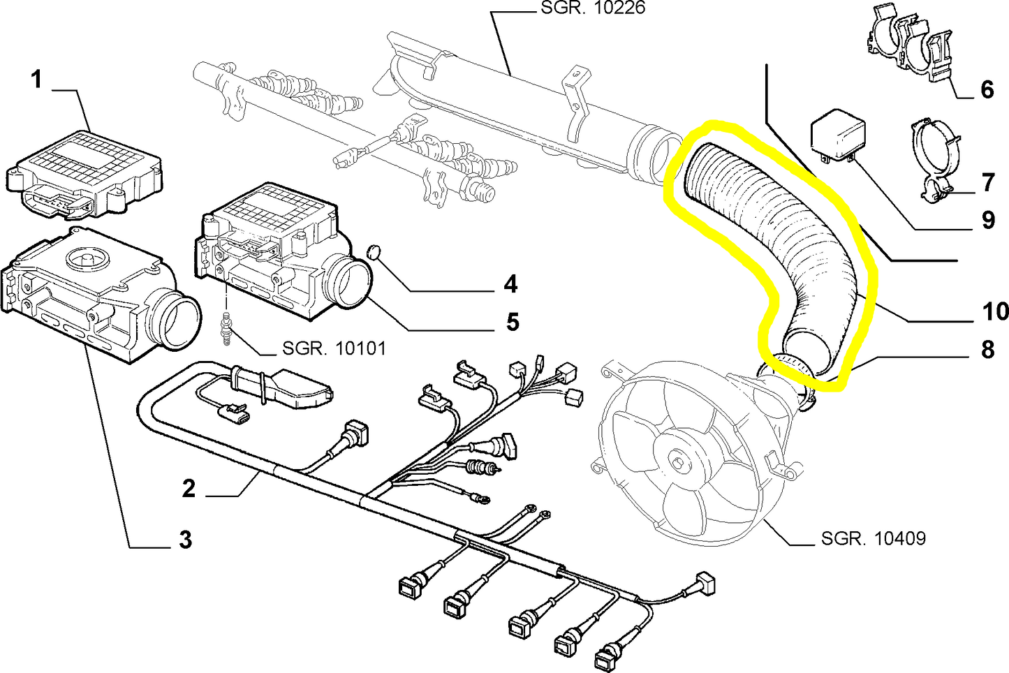 Autobianchi Y10 1300 Manicotto Flessibile Elettroventola Nuovo Originale 7665919