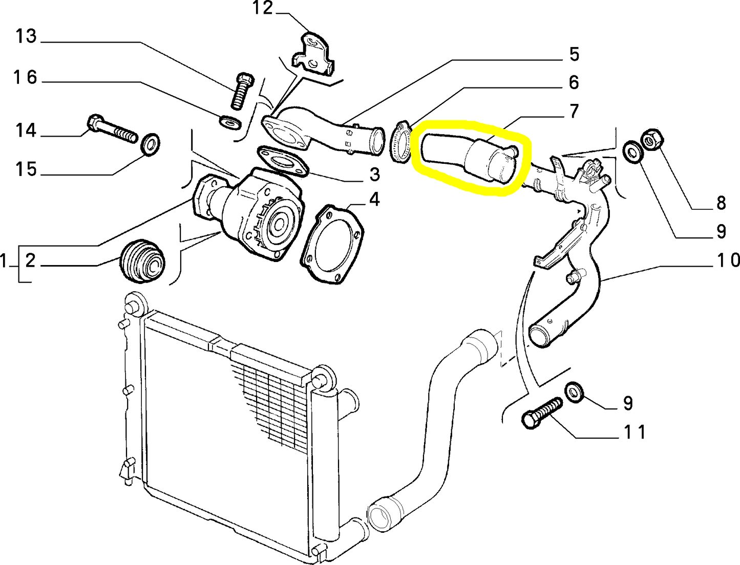 Lancia Delta and Dedra Water Pump Connection Sleeve New Original 7730703