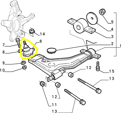 Lancia K perno Giunto Sferico Braccio Oscillante Nuovo Originale 82480099