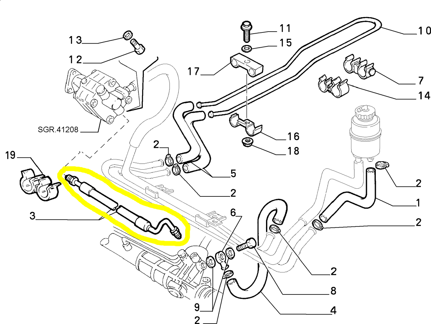 Lancia K Power Steering Hose New Original 82487367