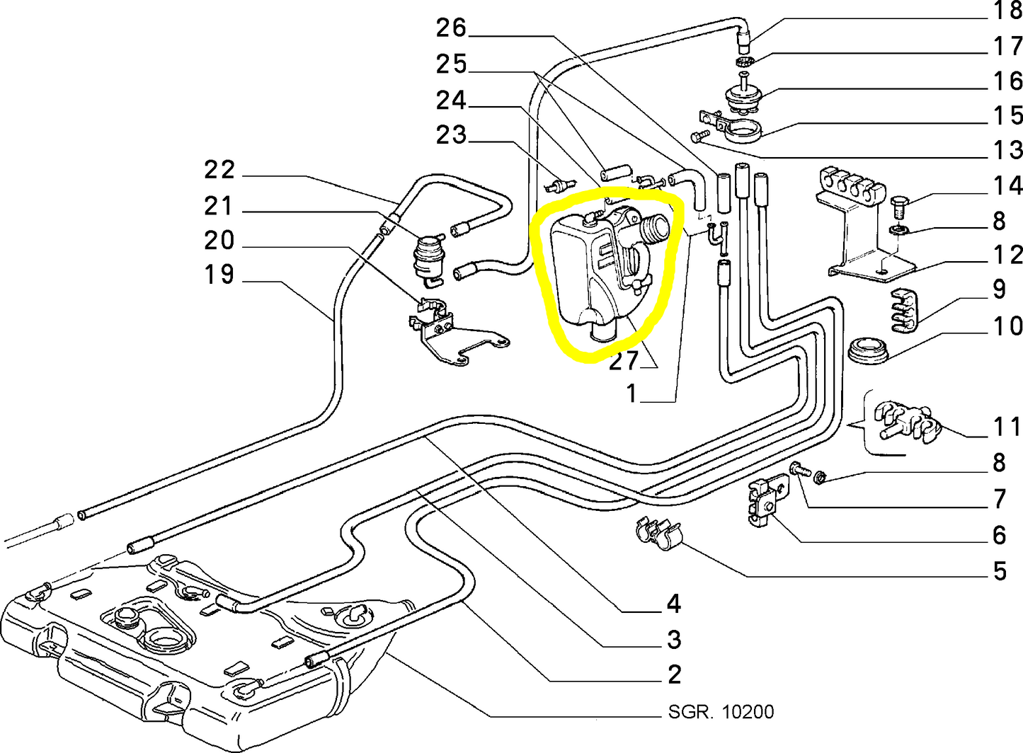 Lancia Delta R86 Tubo Introduzione Carburante Nuovo Originale 82430302 82427782