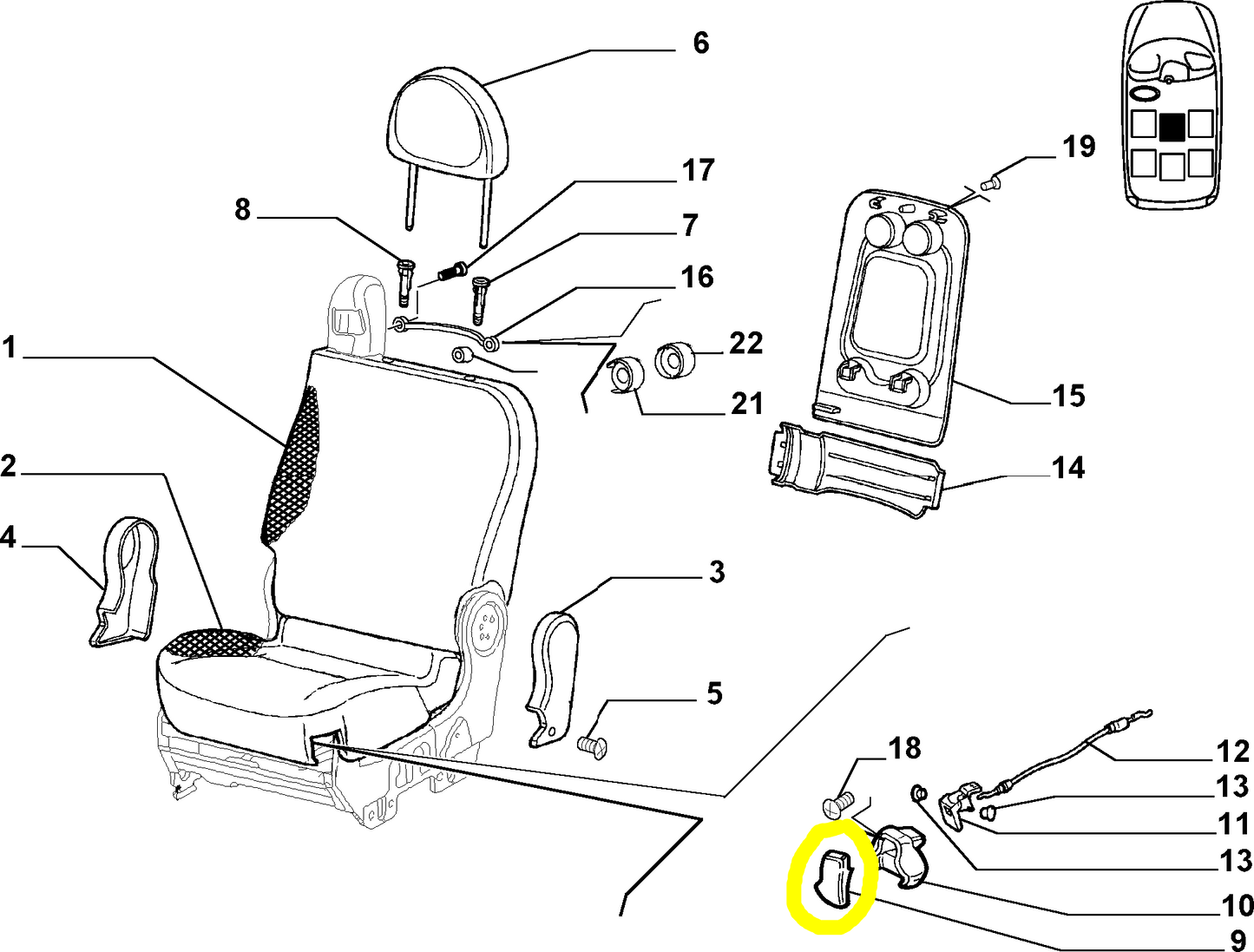 Fiat Multipla Front and Rear Seat Covering New Original 50045014