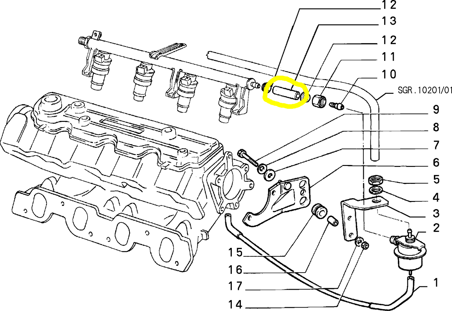 Lancia Thema Fiat Croma Tubo Flessibile Impianto Alimentazione 7678677 7596871