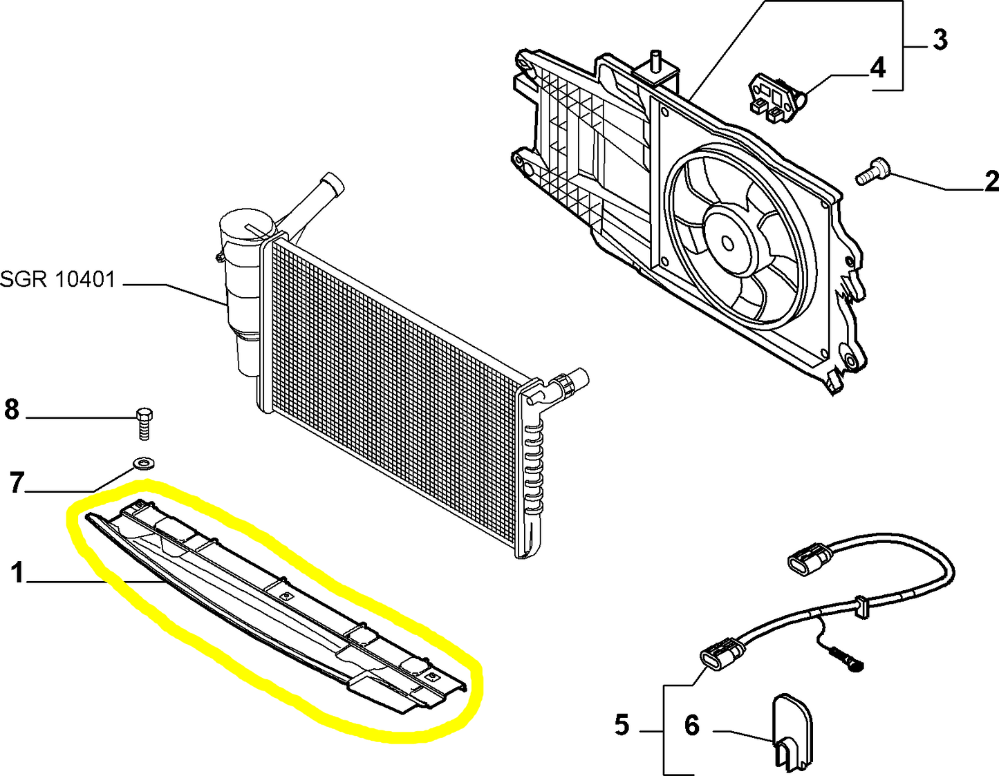 Lancia Ypsilon Radiator Conveyor New Original 51725089 46829727