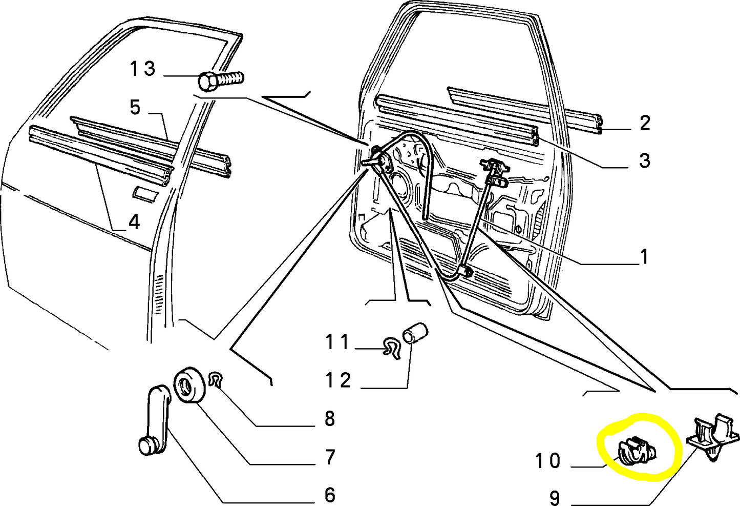 Autobianchi Y10 Lancia Dedra Window Regulator Clip New Original 14570480 60805609