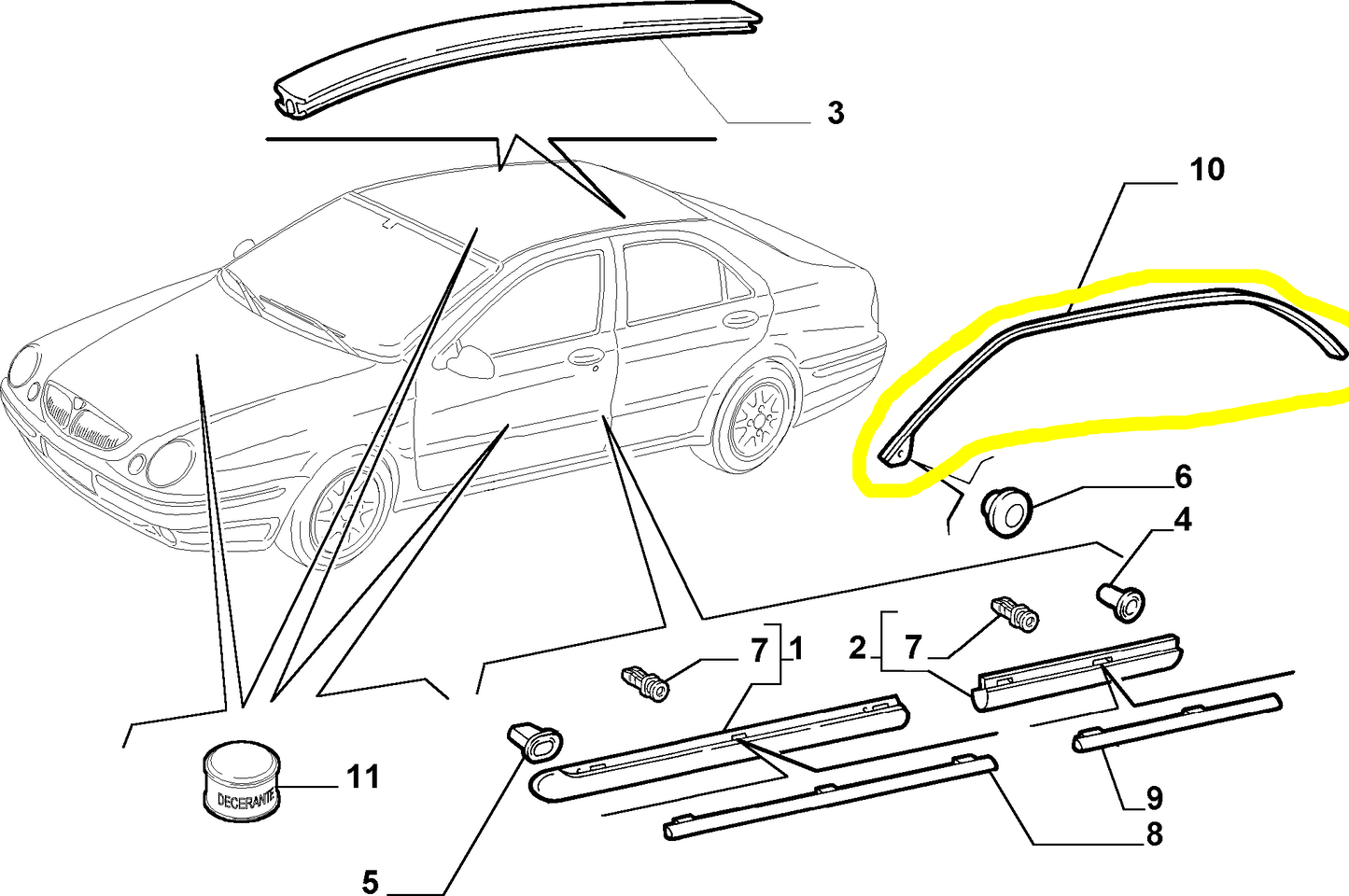 Lancia Lybra Front and Rear Right Door Seal Gasket New Original 51718601 46785204