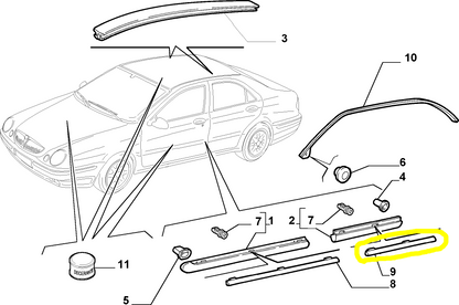 Lancia Lybra Intensa Rear Door Moulding Covering New Original 51704702 51704703