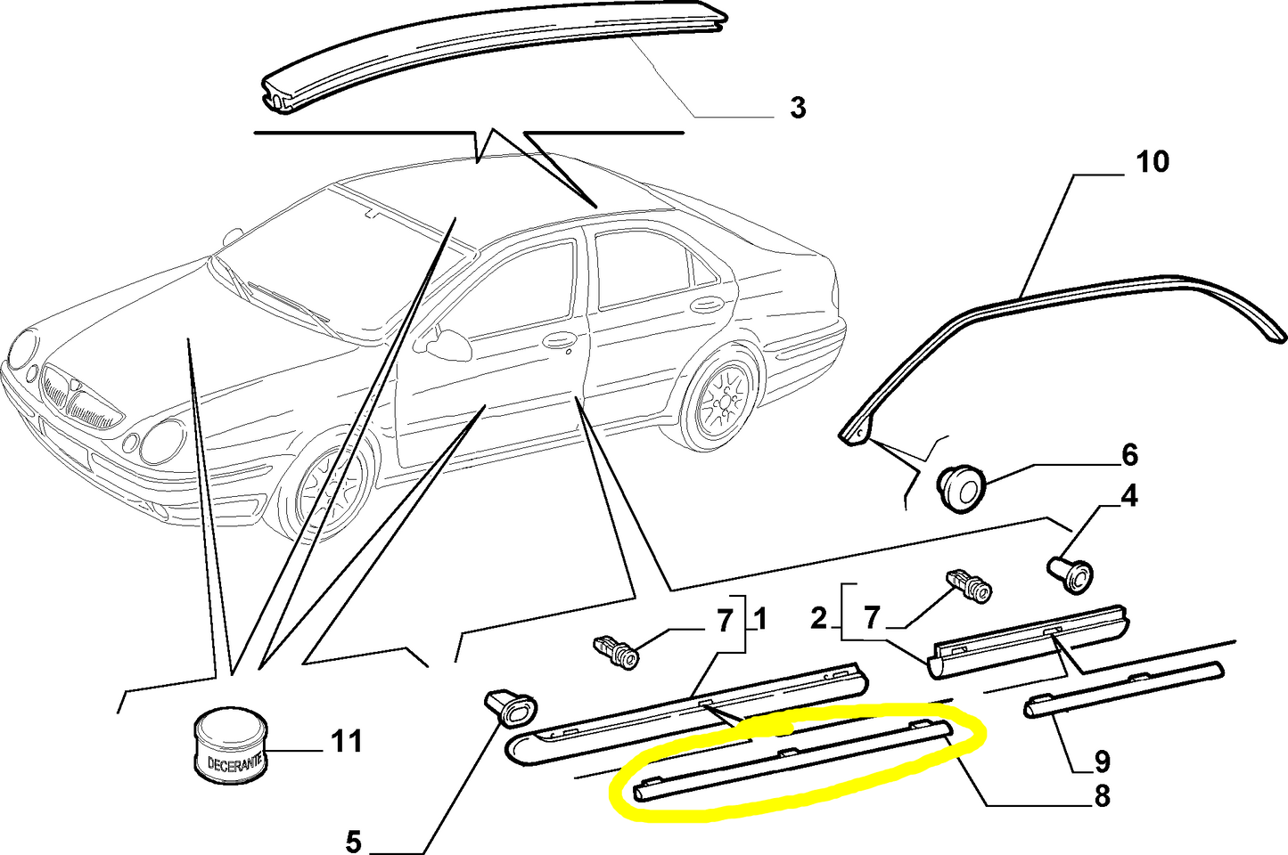 Lancia Lybra Intensa Front Door Moulding Covering New Original 51704700 51704701