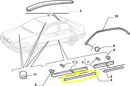 Lancia Lybra Intensa Front Door Moulding Covering New Original 51704700 51704701