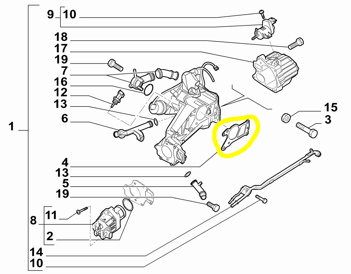 Lancia Delta and Musa Heat Exchanger EGR Valve Support Seal Gasket New Original 71753783