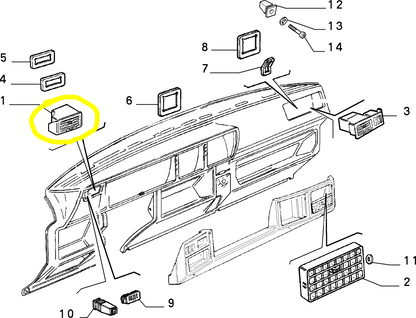 Autobianchi Y10 Black Left Air Diffuser for Dashboard Instrument Panel New Original 7531044