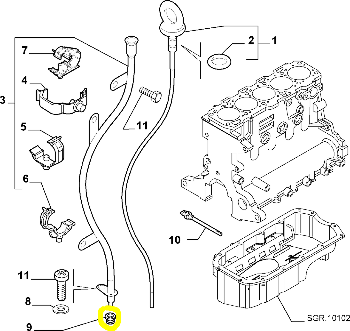 Lancia Thesis Oil Dipstick Tube Seal Gasket Engine New Original 55189839 46517895