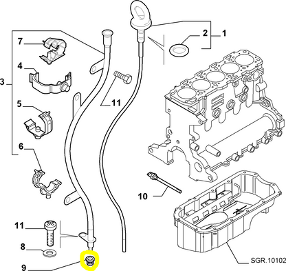 Lancia Thesis Oil Dipstick Tube Seal Gasket Engine New Original 55189839 46517895