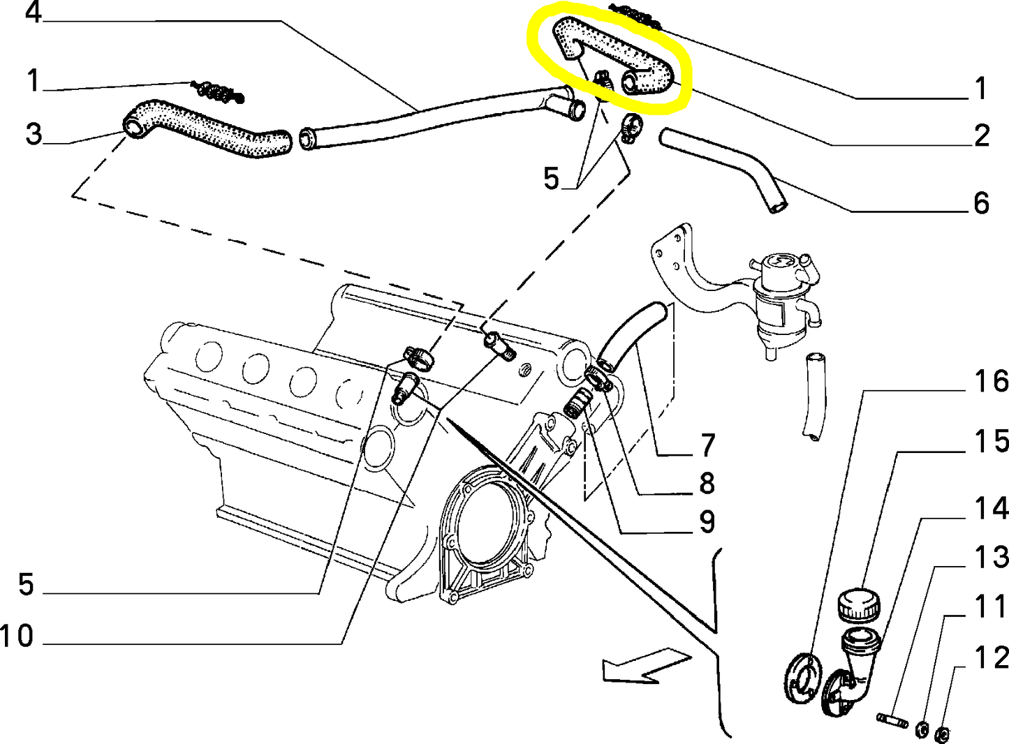 Lancia Thema 8.32 Ferrari Tubo Flessibile Destro Impianto Lubrificazione Nuovo Originale 46132429