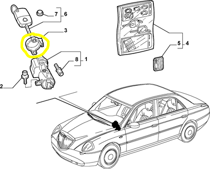 Lancia Thesis Delta Musa and Ypsilon Key Switch Ignition Antenna New Original 46742880 51830684