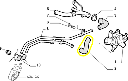 Lancia Thema 2000 16V e TB 16V Tubo Flessibile Termostato Nuovo Originale 7665062