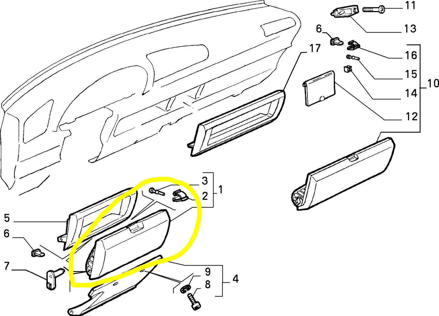 Autobianchi Y10 Left Glove Compartment Door in Grey Alcantara 182277760