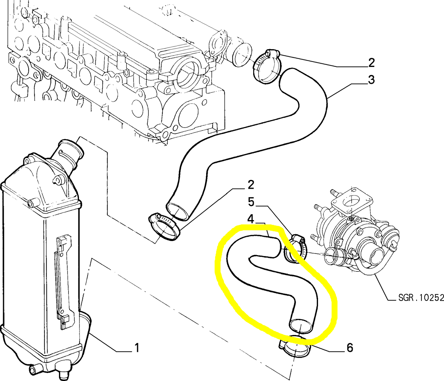 Lancia K 2400 JTD Manicotto Flessibile Scambiatore di Calore Nuovo Originale 46481953