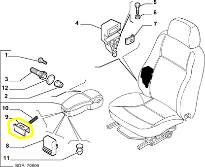 Lancia Lybra Black Button for Front Seat Armrest New Original 183499580