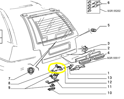 Lancia Thema Serratura Cofano Bagagliaio Nuova Originale 82450390