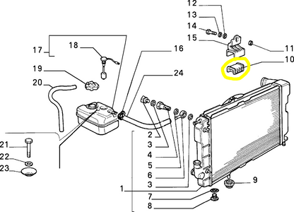 Lancia Thema Fiat Croma Guarnizione di Tenuta Staffa Radiatore Nuova Originale 82455669 82400267