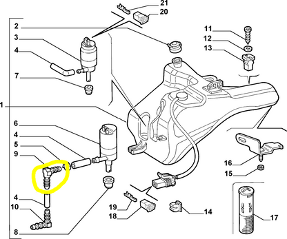 Lancia Lybra Raccordo Tubazioni Tergilavafari Nuovo Originale 46445911 60816009