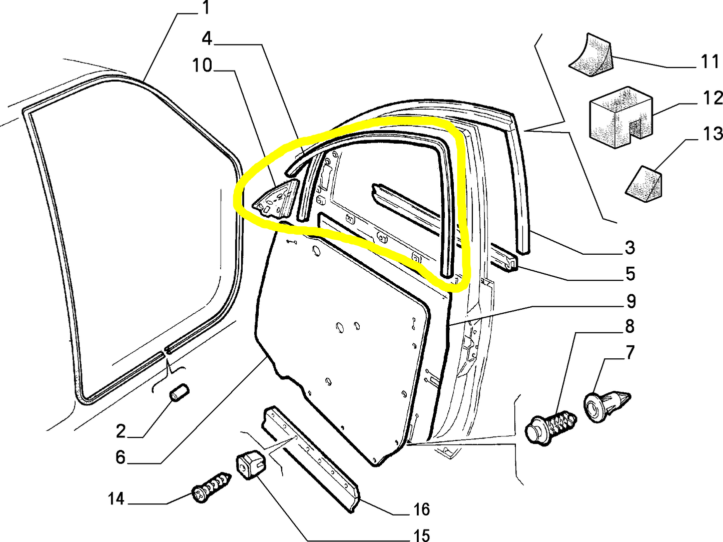 Lancia Delta 3 Doors Right Door Seal Gasket New Original 46755370 46473473