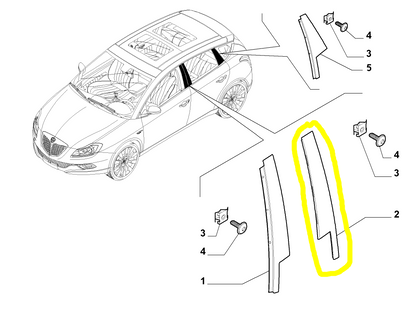 Lancia Delta Right Door Pillar Covering New Original 51833584