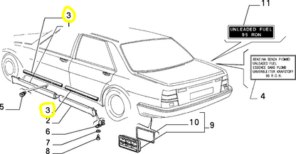 Lancia Thema e Dedra Fiat Croma Guarnizione di Tenuta Modanatura Porta Anteriore e Posteriore Nuova Originale 83430511