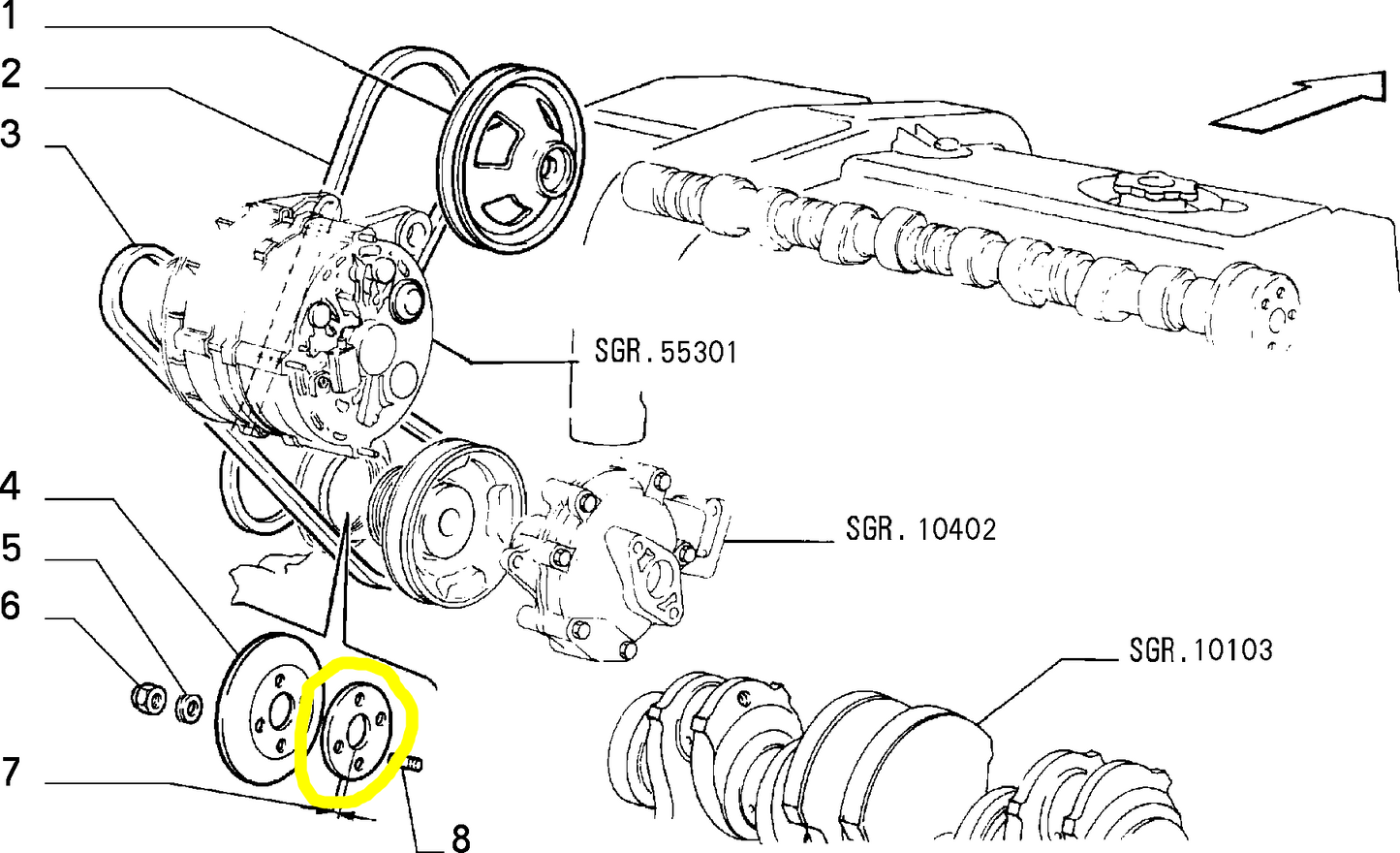 Lancia Thema Fiat Croma Water Pump Half Pulley Spacer 4822206