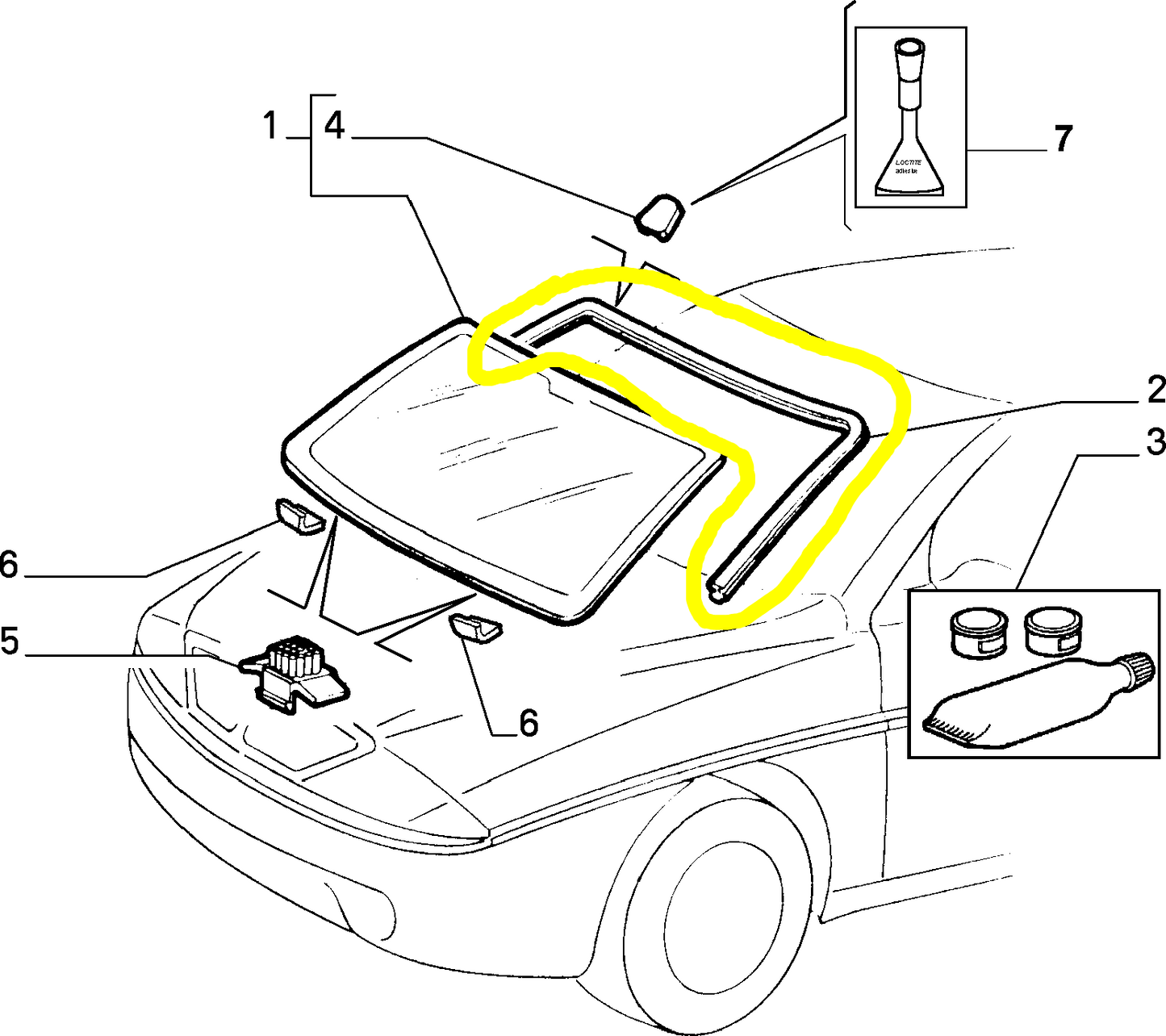 Lancia Y Profilato in Gomma Parabrezza Nuova Originale 7792856