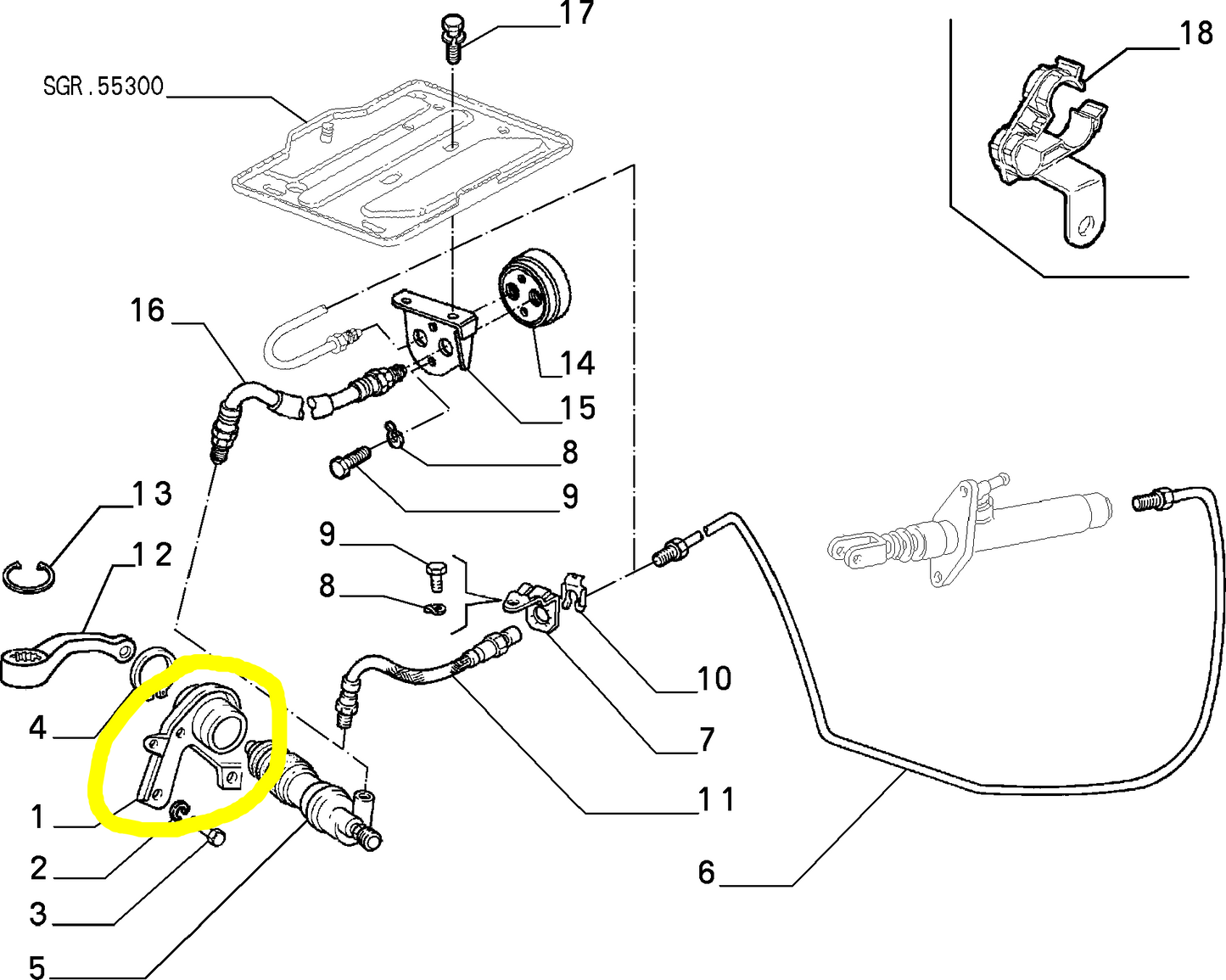 Lancia K 2000 IE TB Clutch Cylinder Support New Original 60610826