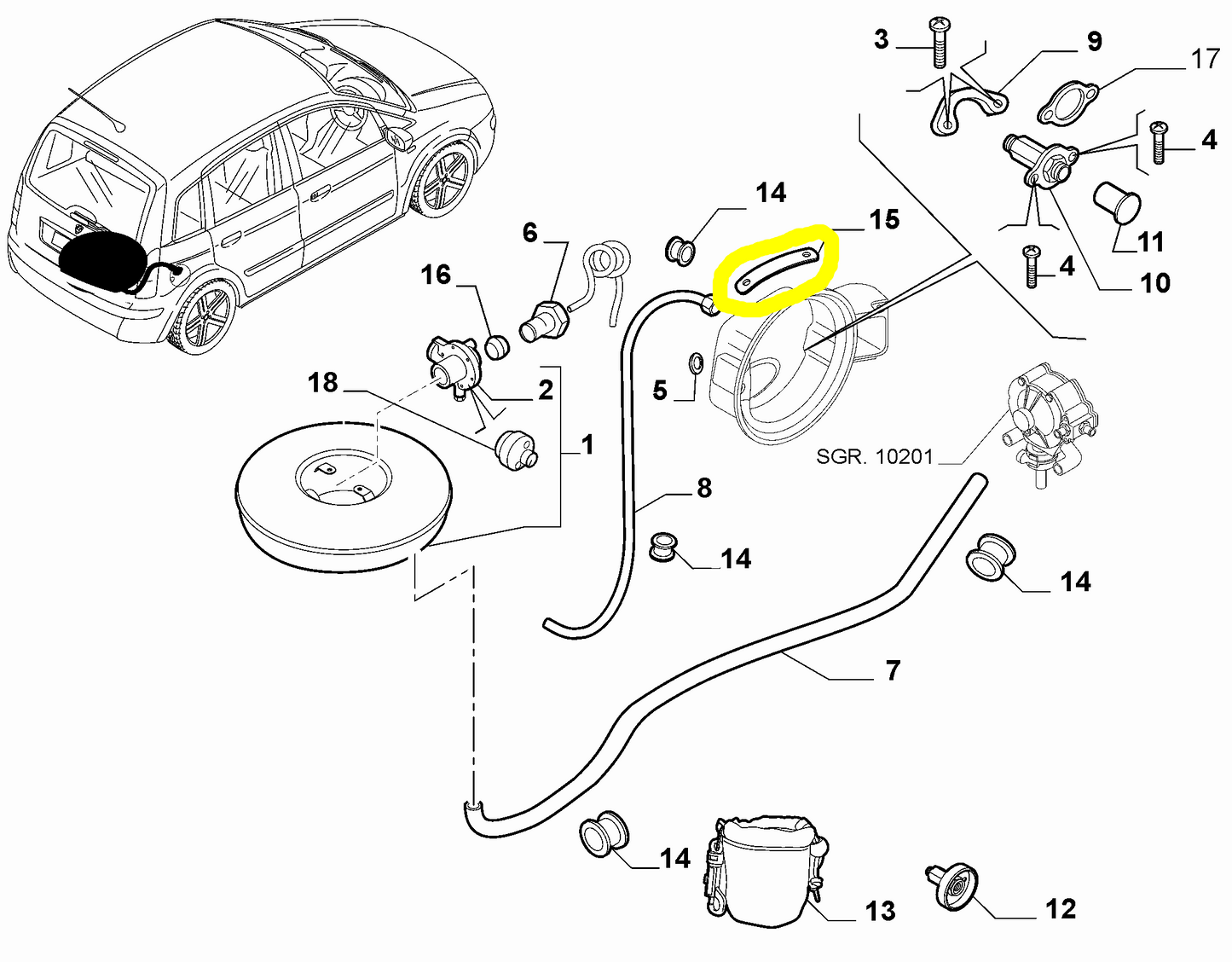 Lancia Musa Ypsilon Staffa Tubazioni Serbatoio GPL Nuova Originale 71753471