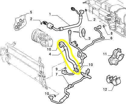 Lancia Y Fiat Punto Tubo Impianto Aria Condizionata Nuovo Originale 46441023