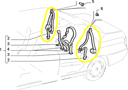 Lancia Dedra Sabelt Rear Side Safety Belt New Original 5892071