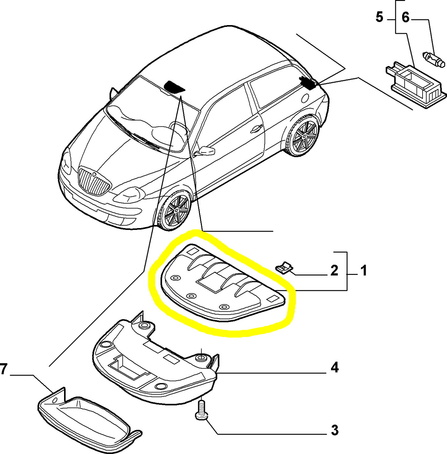 Lancia Ypsilon Fiat Stilo Ceiling Light Bracket New Original 46756876