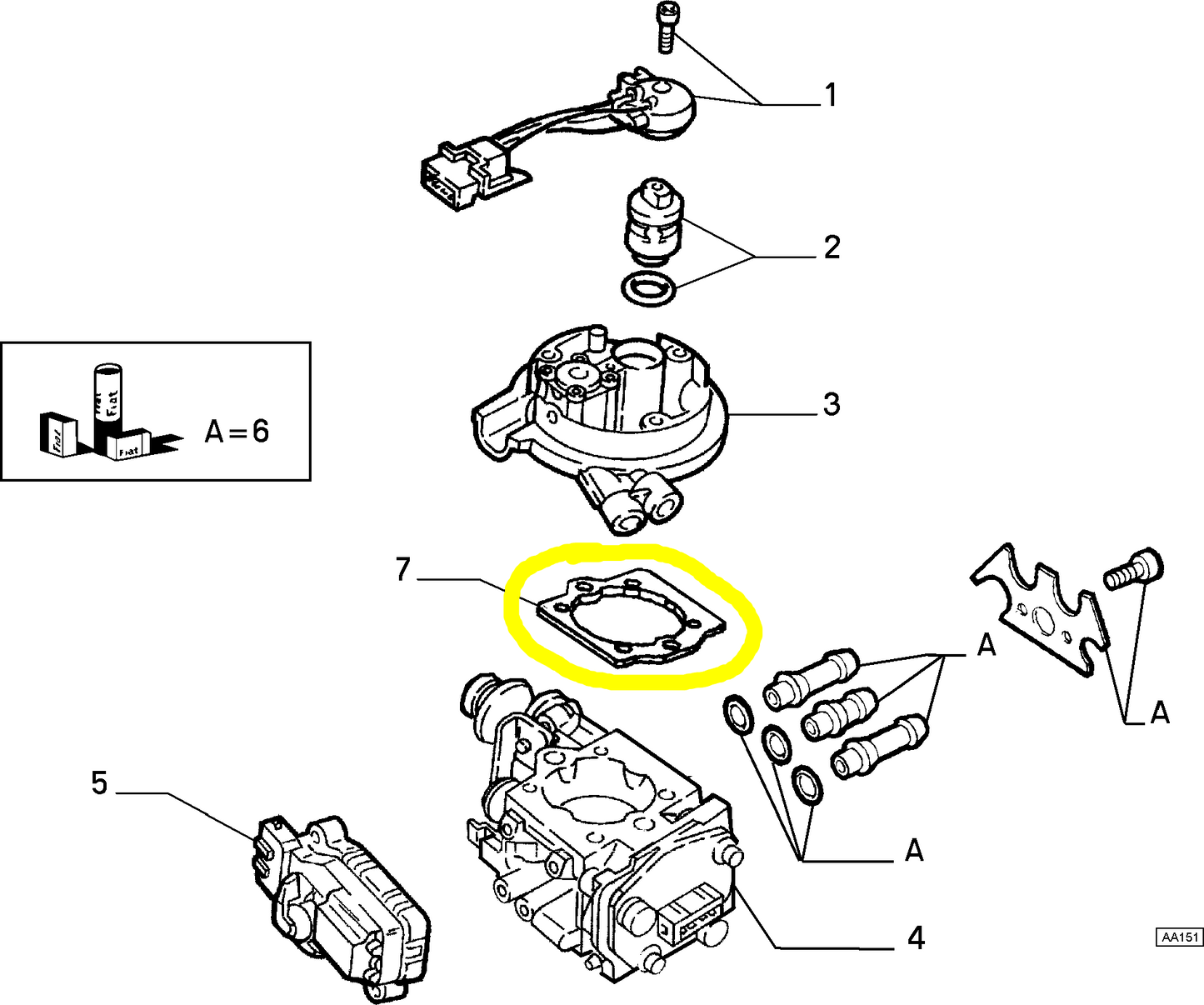 Autobianchi Y10 Throttle Body Seal Gasket New Original 9945200